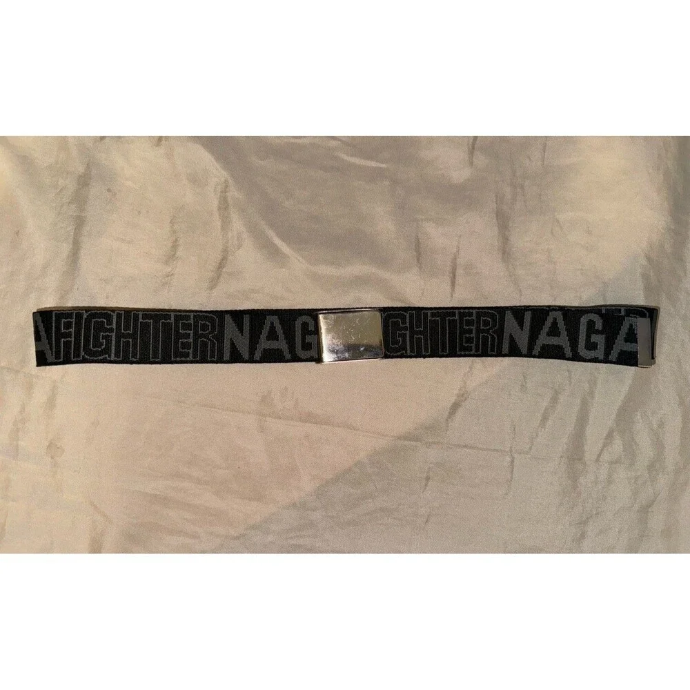 NAGA Fighter web woven black‎ and gray buckle down belt